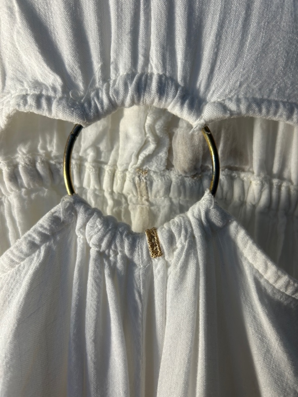 Z&L Europe White Palm Embroidered Midi Dress Boho Resort Fringe Sleeve - Picture 3 of 8
